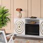 Myra Electric Fireplace Media Console in White w/Gold Trim