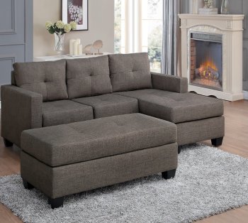 Phelps Sectional Sofa& Ottoman 9789BRG-Brownish Gray-Homelegance [HESS-9789BRG-Phelps]