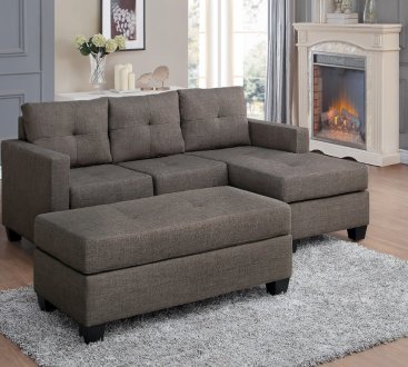 Phelps Sectional Sofa& Ottoman 9789BRG-Brownish Gray-Homelegance