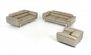 Highline Sofa Set 3Pc in Grey Full Leather by VIG [VGS-Highline Grey]