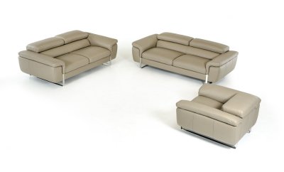 Highline Sofa Set 3Pc in Grey Full Leather by VIG