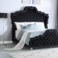 Tiara Black Upholstered Bed w/Crystal-Like Button Tufting