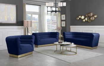 Bellini Sofa 669 in Navy Velvet Fabric by Meridian w/Options [MRS-669 Bellini Navy]