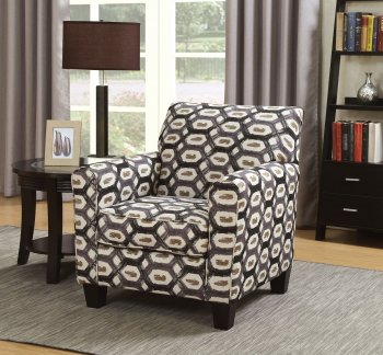 Liesl Accent Chair CM6138B in Shape Pattern Fabric [FACC-CM6138B Liesl]