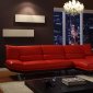 Red or Mocha Leather Sectional Sofa with Metal Legs