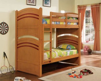 Modern Oak Finish Kid's Bunk Bed [AMBS-90-1150 Kids]