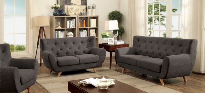 Carin Sofa & Loveseat Set CM6134GY in Gray Fabric w/Options