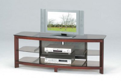 Rectangular Shape Contemporary Tv Stand With Two Glass Shelves