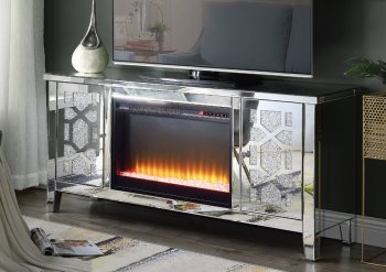 Noralie TV Stand w/Fireplace LV00312 in Mirrored by Acme [AMTV-LV00312 Noralie]