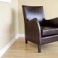 Dark Brown Finish Leather Upholstery Club Chair