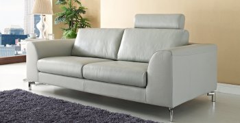 Angela Sofa & Loveseat in Gray Leather w/Options by Whiteline [WLS-Angela Gray]