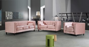 Taylor Sofa 642 in Pink Velvet Fabric by Meridian w/Options [MRS-642 Pink Taylor]