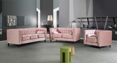 Taylor Sofa 642 in Pink Velvet Fabric by Meridian w/Options