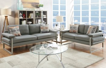 F6559 Sofa & Loveseat Set in Grey Fabric by Boss [PXS-F6559 Grey]