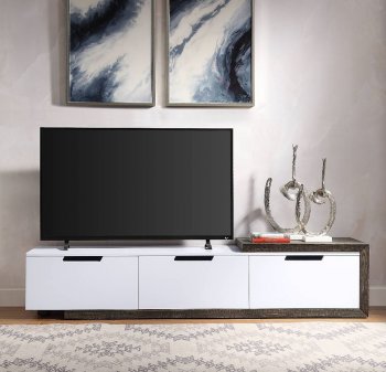 Orion TV Stand 91680 in White & Rustic Oak by Acme [AMTV-91680 Orion]