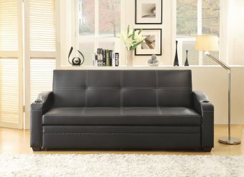 Marcelo Lounger 4838 in Black Bi-cast Vinyl by Homelegance [HESB-4838 Marcelo]