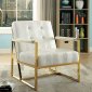 Sienna Accent Chair CM-AC6262GL-WH 2Pc Set in White & Gold