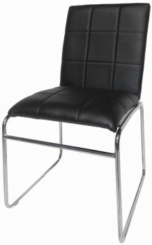 Set of 4 Black Bicast Modern Dining Chairs w/Metal Legs [GRDC-Y-278-Black]