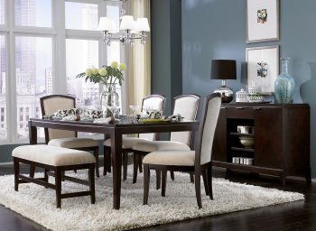 Rich Dark Cherry Finish Modern Dining Table w/Optional Items [HEDS-5329-78]