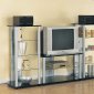 Silver & Black Modern Tv Stand W/Black Glass Shelves