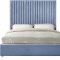 Candace Upholstered Bed in Sky Blue Velvet Fabric by Meridian