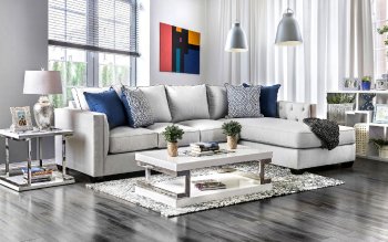 Ornella Sectional SM2671 in Light Gray Linen-Like Fabric w/Opt [FASS-SM2671-Ornella]