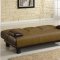 Two-Tone Tan & Brown Convertible Sofa Bed w/Drop Down Console