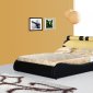 Black & Yellow Leatherette Modern Bed w/Bolster Cushions