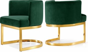 Gianna Dining Chair 718 Set of 2 Green Velvet Fabric by Meridian [MRDC-718 Gianna Green]