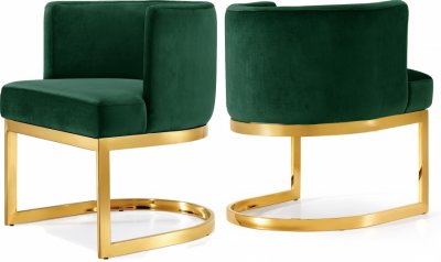 Gianna Dining Chair 718 Set of 2 Green Velvet Fabric by Meridian