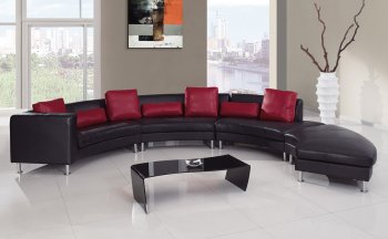 Black & Red Ultra Bonded Leather Modern Sectional Sofa [GFSS-919-Bk/Red]