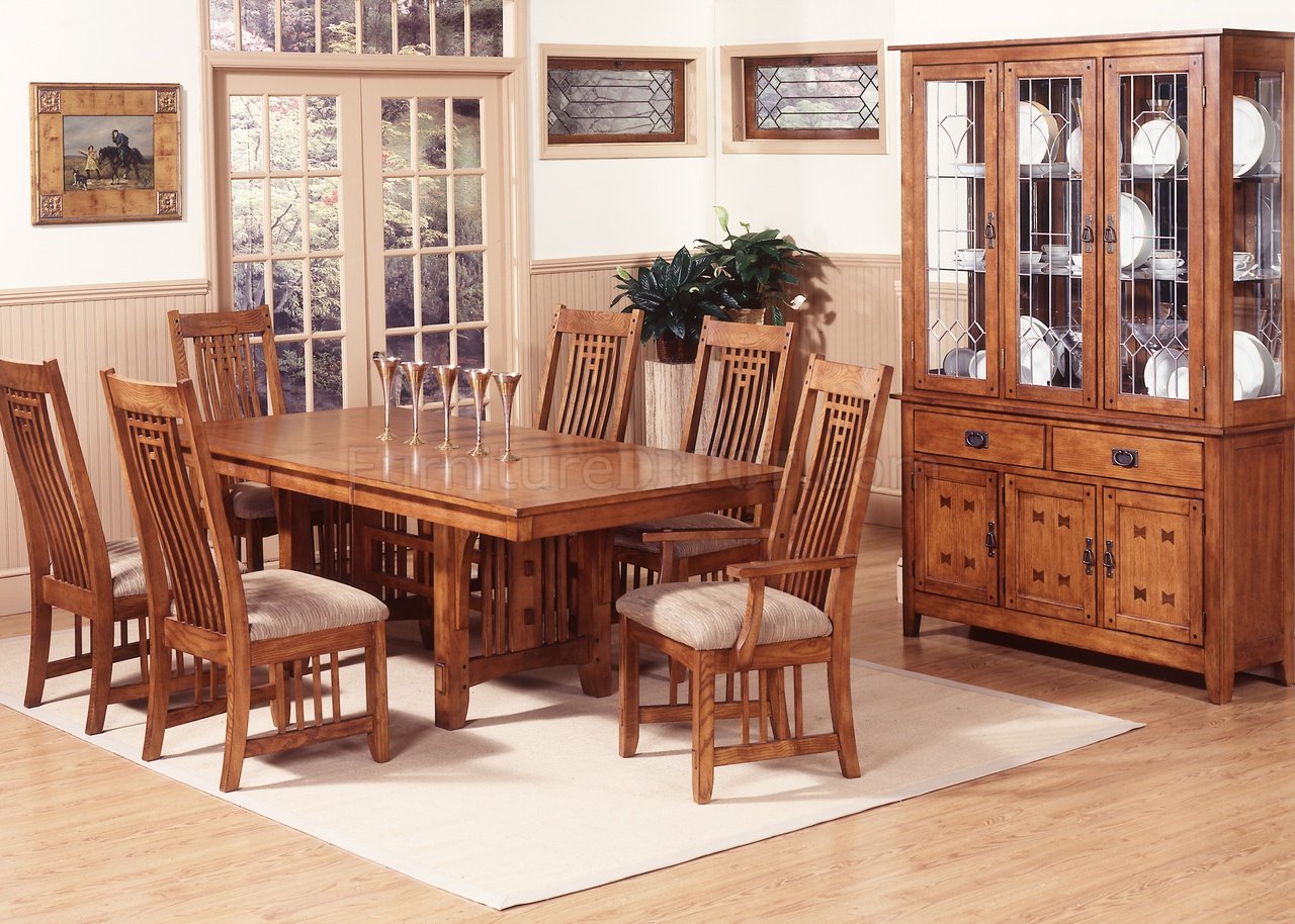 mission oak dining room table