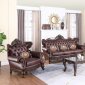 Britney Sofa & Loveseat Set in Brown Leather w/Options