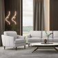 Helena Sofa 54575 in Pearl Gray Leather by MI Piace w/Options