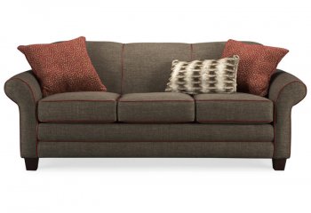 Two-Tone Fabric & Faux Leather Traditional Sofa w/Ottoman [CHFS-CG-Hot_Tamale]