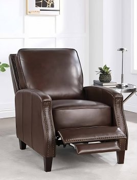 Venice Accent Chair AC02186 in Brown Leather by Acme w/Footrest [AMAC-AC02186 Venice]