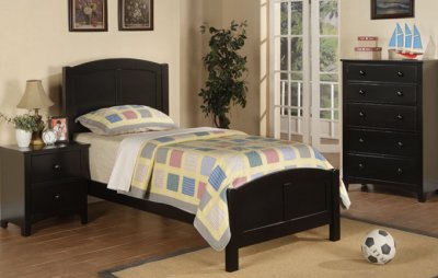 Dark Wood Finish Kids Twin Size 4Pc Bedroom Set by Boss