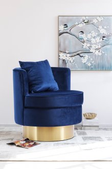 Kendra Accent Chair 576 in Navy Velvet by Meridian