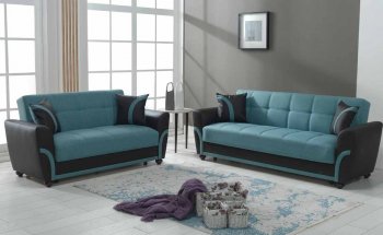 Star City Sofa Bed Convertible in Turquoise Fabric by Mobista [MTSB-Star City Turquoise]