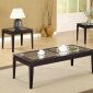 Dark Walnut Finish Modern 3Pc Coffee Table Set w/Weave Design