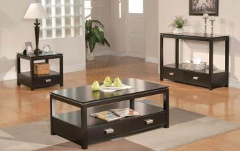 Black Finish Modern Coffee Table w/Drawers & Options [ABCCT-4246]