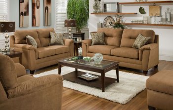 Camel Fabric Casual Modern Sofa & Loveseat Set w/Options [AFS-1070-Camel]