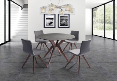 Redondo 5p Dining Set in Gray & Walnut by Whiteline Imports