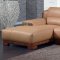 Camel Leatherette Modern Sectional Sofa w/Block Wooden Legs