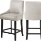 Demi Counter Stool 724 Set of 2 Cream Velvet Fabric by Meridian