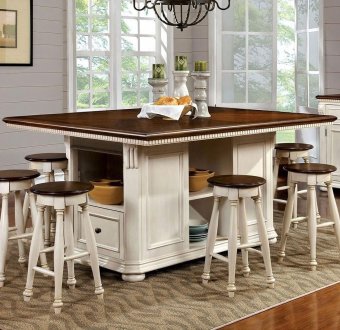 Sabrina CM3199WC-PT Counter Height Table Off-White & Cherry