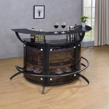 Dallas Home Bar 3Pc Set 182135 in Black by Coaster [CRBA-182135-S3 Black]