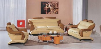 7055 Sofa 3PC Set Beige & Brown Bonded Leather by VIG [VGS-7055-Beige-Brown]