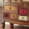 Desree Accent Cabinet CM-AC149 in Antique Walnut & Multi-Colored