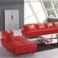 Red Top Grain Italian Leather Contemporary 4PC Sectional Sofa